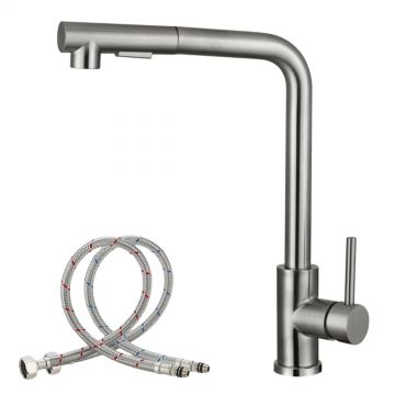 Baterie Chiuveta Bucatarie Inalta, 2 Moduri Pulverizare, Argintie - Default Title