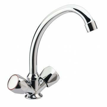 Baterie chiuveta bucatarie Remer 43Y, dubla comanda, pipa pivotanta, crom lucios