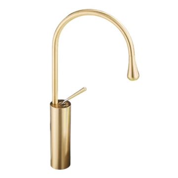 Baterie Chiuveta Lavoar Baie BisDesign , Culoare Auriu Mat, Model Modern, Pipa Subtire, Dimensiune 47 cm