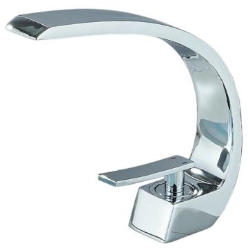 Baterie Chiuveta Lavoar Baie BisDesign , Finisaj Crom Lucios, Model Lebada, Dimensiune 20 cm