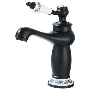 Baterie Chiuveta Lavoar Baie BisDesign , Finisaj Negru Antichizat, Inele Ceramice, Dimensiune 20 cm