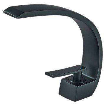 Baterie Chiuveta Lavoar Baie BisDesign , Finisaj Negru Mat, Model Lebada, Dimensiune 20 cm