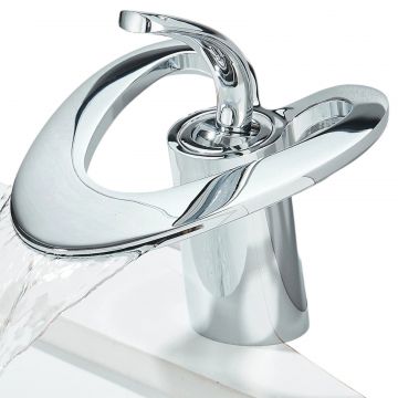 Baterie Chiuveta Lavoar Baie BisDesign , Material Premium, Finisaj Crom Lucios, Model Lebada, Dimensiune 15 cm