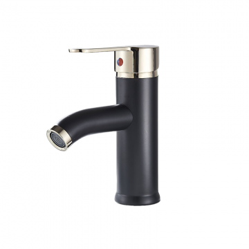 Baterie Chiuveta Lavoar Baie, Finisaj Negru Mat Auriu, Dimensiune 17 cm