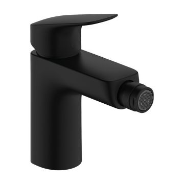 Baterie de bideu, Hansgrohe, Logis, cu ventil, negru mat