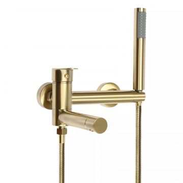 Baterie de Dus Cada Baie BisDesign , Deviator Apa Dinamic, Stil Rotund Elegant, Finisaj Auriu Mat, 2 Functii de Curgere