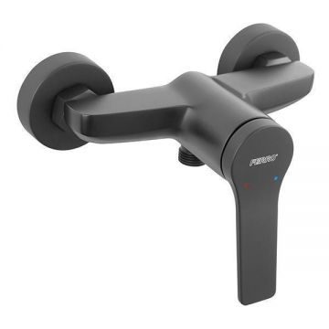 Baterie de dus, Ferro, Stratos, montaj pe perete, negru Baterie de dus, Ferro, Stratos, montaj pe perete, negru
