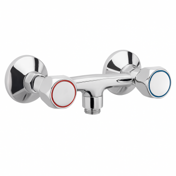 Baterie de dus Remer Rubinetterie 1000-2000 38Y, montaj pe perete, dublu comanda, conecxiune dus, alama cromata