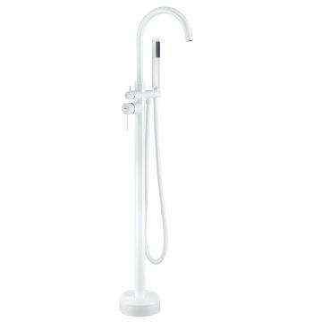 Baterie freestanding Rea Lungo cu cadru rotund, alb mat