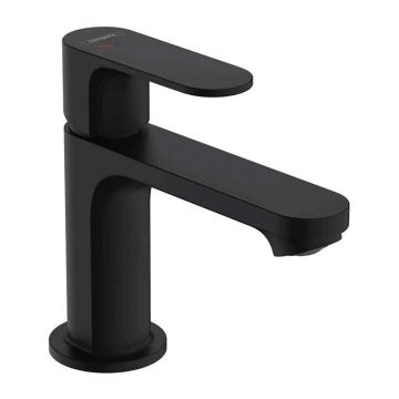 Baterie lavoar Hansgrohe, Rebris S 80, fara ventil, EcoSmart, CoolStart, negru mat