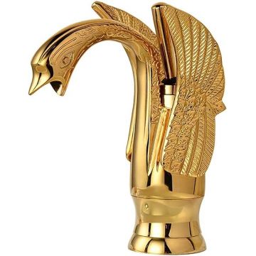 Baterie lavoar, Model Lebada, Finisaj auriu lucios, Dimensiune 19 cm