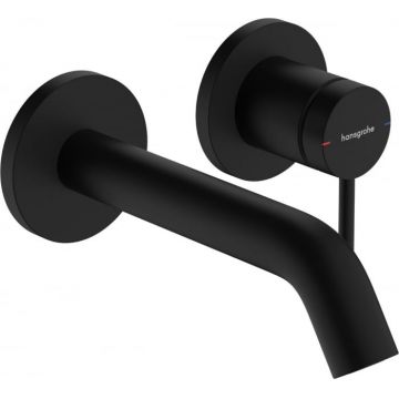 Baterie lavoar montaj pe perete, negru mat, Hansgrohe Tecturis S