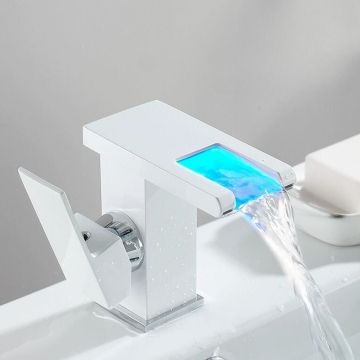 Baterie Sanitara Baie,LED Cascada Modern, Jet RGB, Finisaj Alb Mat - Default Title