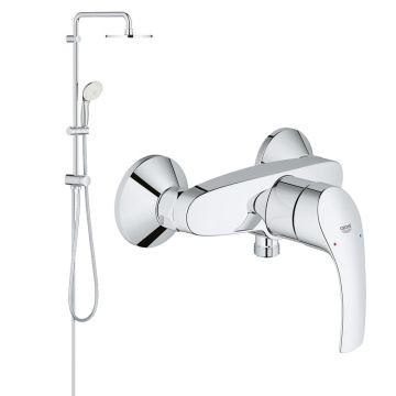 Pachet: Coloana dus Grohe New Tempesta 210,crom,montare pe perete, baterie cabina dus Eurosmart ( 26381001,33555003  )