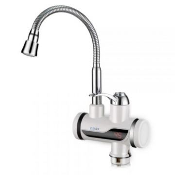 Robinet Electric Bucatarie, Alb, Inox, Incalzire Instanta, Putere 3000W