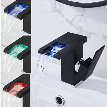 Robinet LED Cascada Modern, Jet RGB,Negru - Default Title