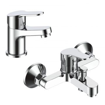 Set baterie chiuveta + cada La Brocca NAPOLI LOT1, Monocomanda, Design slim, Economie de apa, Silentioasa, Usor de curatat si instalat, alama