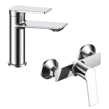 Set baterie chiuveta + dus La Brocca ROMA LOT1, Monocomanda, Design slim, Economie de apa, Silentioasa, Usor de curatat si instalat, alama sanitara,