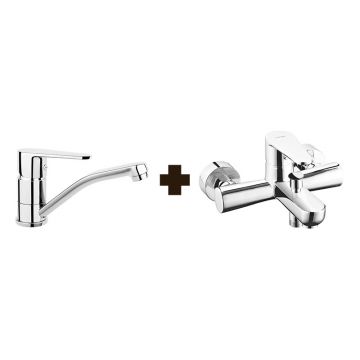 Set baterie de lavoar si baterie cada - dus, Ferro, Algeo, crom