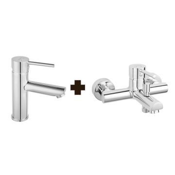 Set baterie de lavoar si baterie cada - dus, Ferro, Fiesta, crom Set baterie de lavoar si baterie cada - dus, Ferro, Fiesta, crom