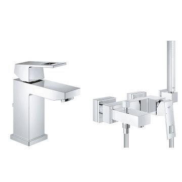 Set complet baterii baie Grohe Eurocube,baterie lavoar marimea S,baterie cada set de dus inclus - (23141000 ) ,( 2312700e  )
