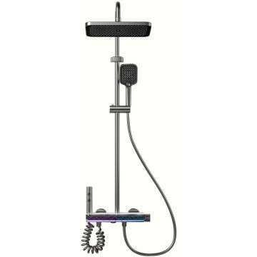 Set de Dus MZ130GR cu Baterie Display LED Afisaj Digital 4 Moduri Argintiu