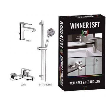 Set dus aparent Remer Rubinetterie Winner W0510315RMOI,, 4 functii, alama cromata, cartus ceramic, crom