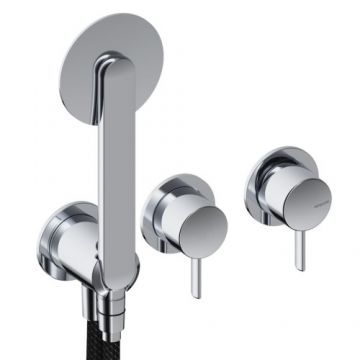 Baterie dus incastrata Sanycces Dedal cu para de dus si 2 cai, crom - Culoare Crom