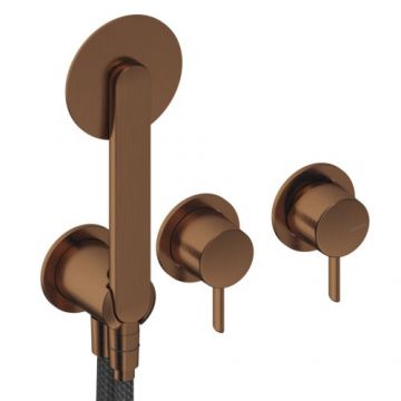 Baterie dus incastrata Sanycces Dedal cu para de dus si 2 cai, rose gold - Culoare rose gold