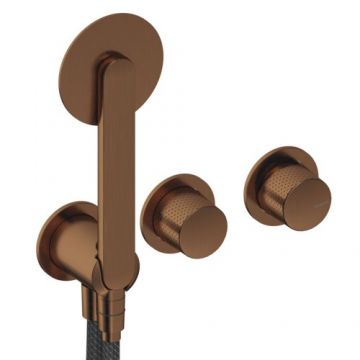 Baterie dus incastrata Sanycces Dedal cu para de dus si 2 cai, rose gold - Culoare rose gold