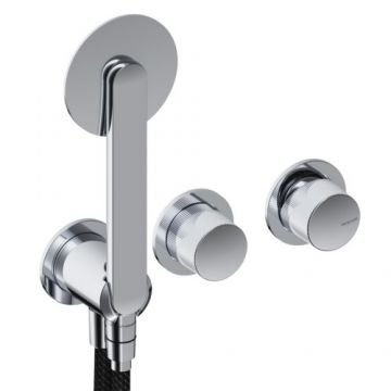 Baterie dus incastrata Sanycces Dedal plisat cu para de dus si 2 cai - Culoare Crom