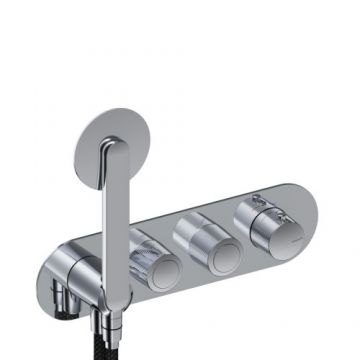 Baterie dus incastrata Sanycces Dedal plisat termostatata cu para de dus si 2 cai, crom - Culoare Crom