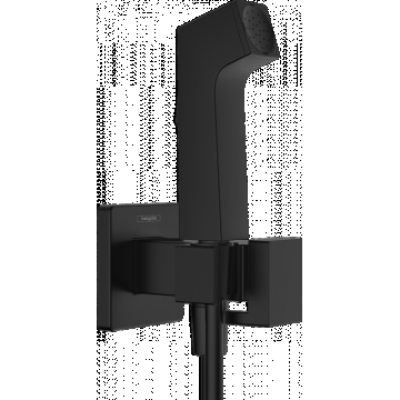 Dus igienic cu para , suport si furtun 125 cm, negru mat Hansgrohe E Smart